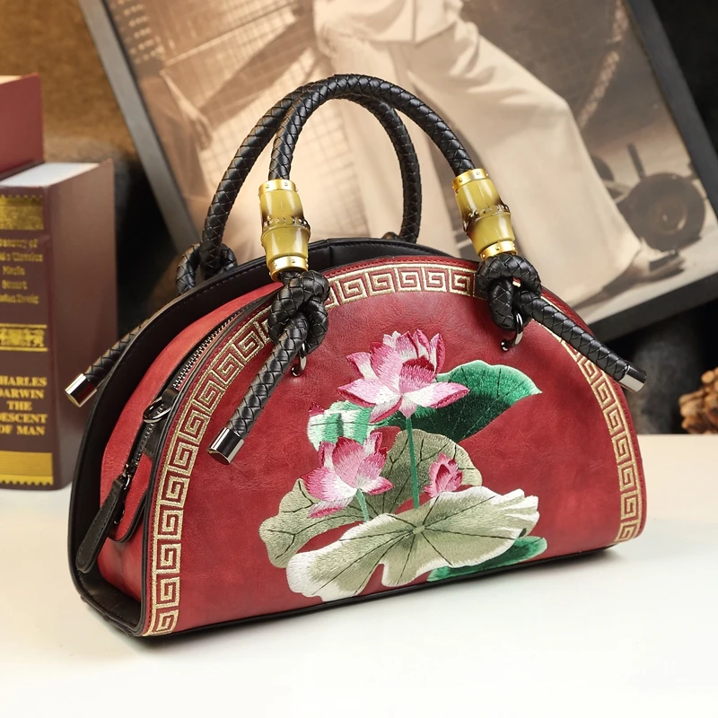 Genuine Leather Petal Bloom Top Handle Bag 2
