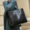 Genuine Leather Matte Carryall Tote 1