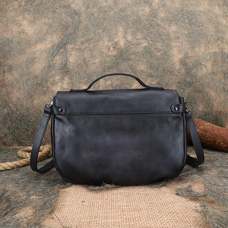 Genuine Leather Casual Buckle Saddle Bag 4