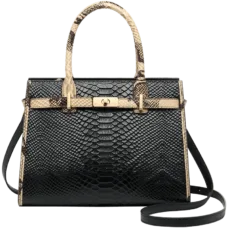 Genuine Leather Snake Skin Embellished Tote 2