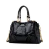 Genuine Leather Alligator Skin Embossed Tote 7