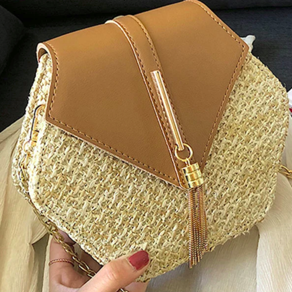 Straw Elegance in Weave Flap Bag 1