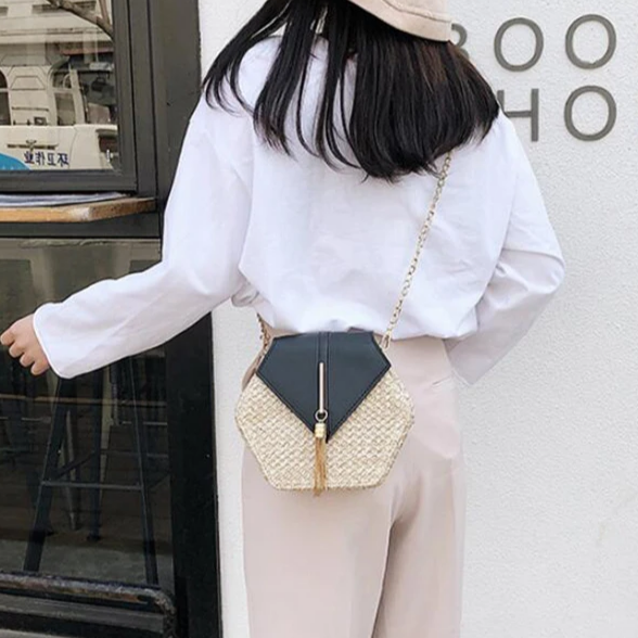 Straw Elegance in Weave Flap Bag 5