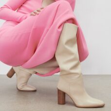 Genuine Leather Knee-high Pointed Toe High Heel Boots for Winter 5