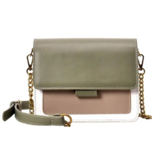 Vegan Leather Contrast Colour Flap Bag