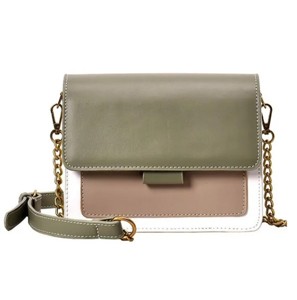 Vegan Leather Contrast Colour Flap Bag