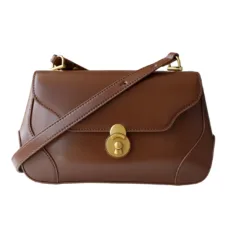 Genuine Leather Curved Top Handle Flap 8