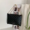 Vegan Leather Diamond Pattern Flap Bag 5