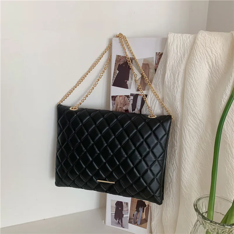 Vegan Leather Diamond Pattern Flap Bag 5