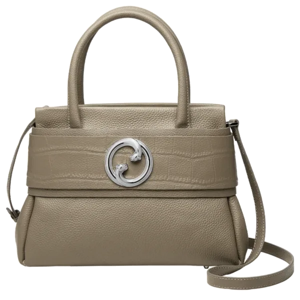 Genuine Leather Croc Accent with Silver Twist Tote 5
