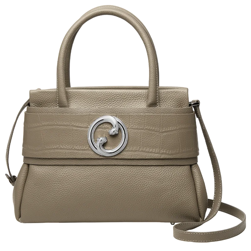 Genuine Leather Croc Accent with Silver Twist Tote 5