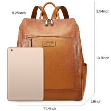 Genuine Leather Backpack Travel Rucksack with Luggage Strap 5