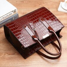 Crocodile Pattern PU Leather Lady's Crossbody Tote Bag 5