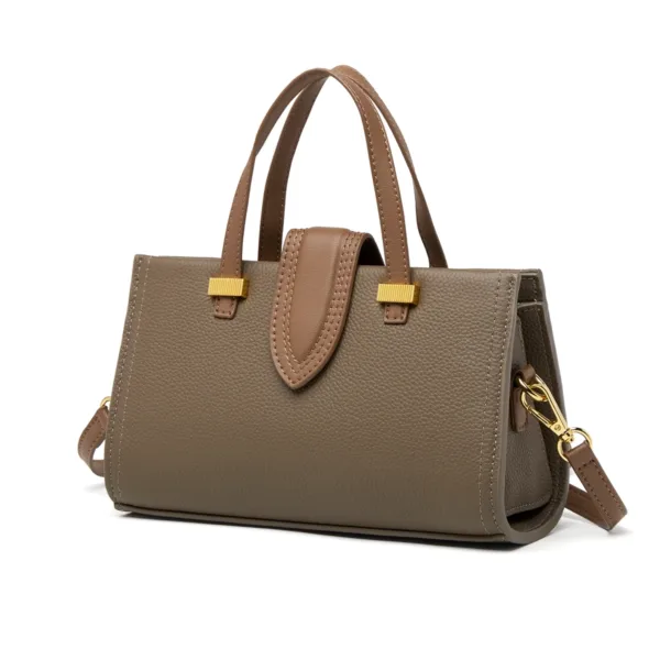 Genuine Leather Contrasting Chic Duo Tote 6