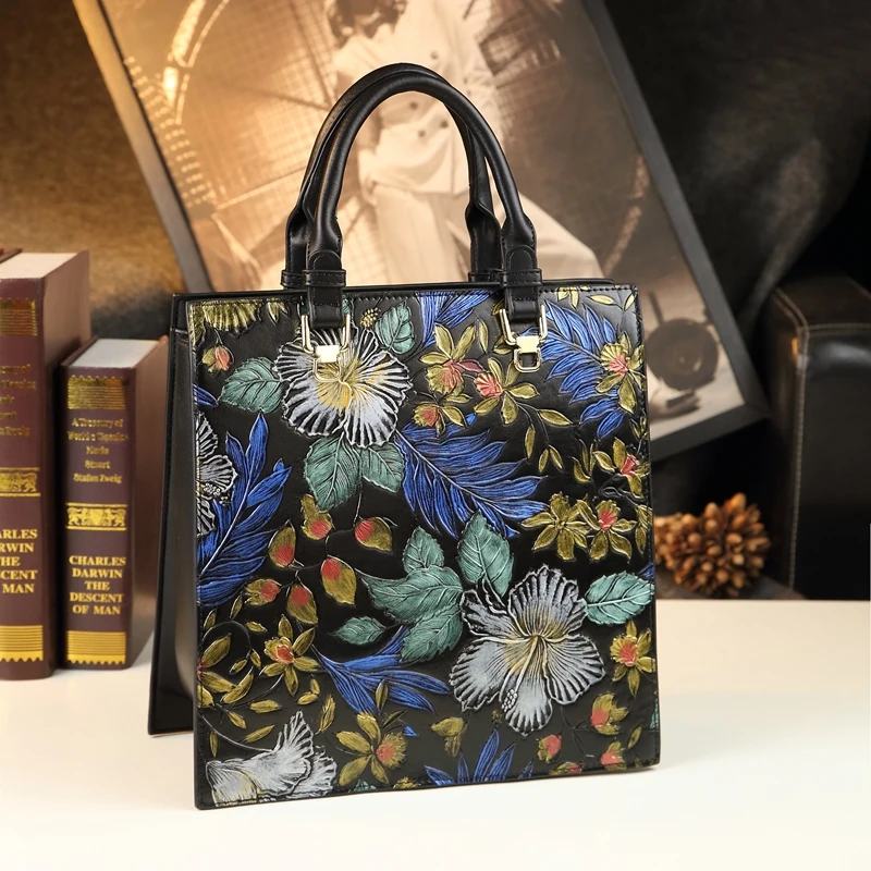 Genuine Leather Enchanted Bloom Tote 2