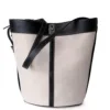 Canvas with Genuine Leather Trim Bucket Bag 1