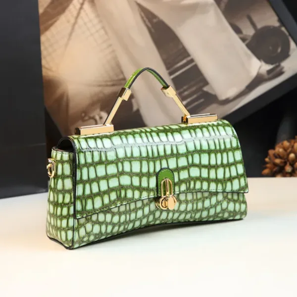 Genuine Leather Croco Jewel Flap Bag 1
