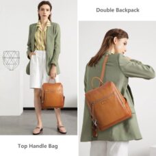 Genuine Leather Backpack Travel Rucksack with Luggage Strap 6