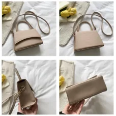 Vegan Leather Woven Handle Flap Bag 5