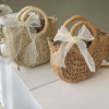 Straw Crochet Flower & Ribbon Bucket Bag 6