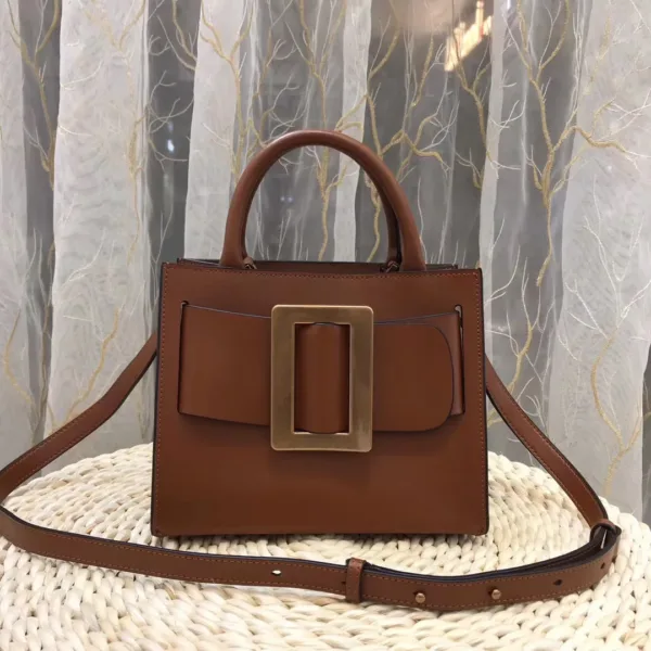 Genuine Leather Modernist Buckle Tote 14