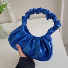 Crimped Vegan Leather Cloud Shoulder Bag 8