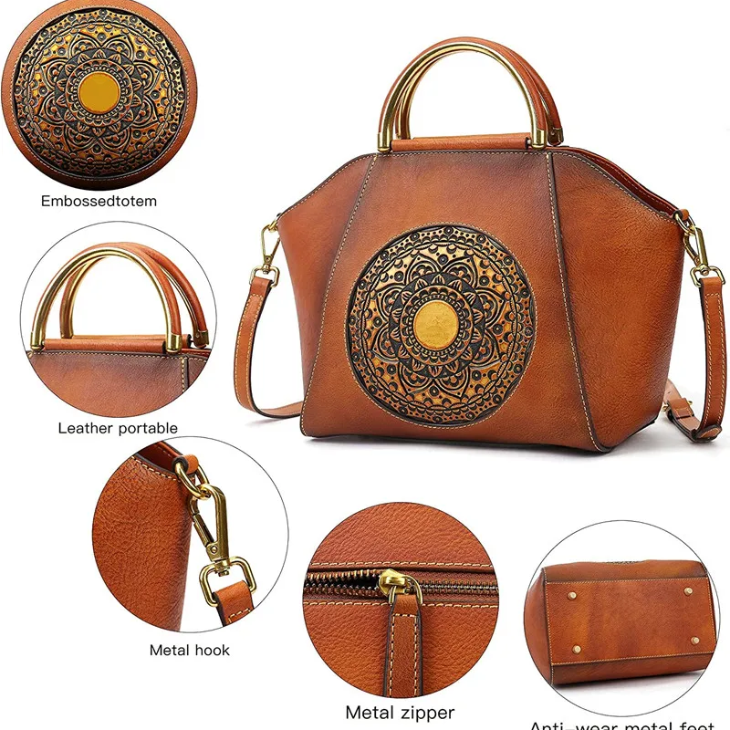 Genuine Leather Ornate Circular Doctor Bag 5
