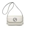 Genuine Leather Silver Swirl Flap Bag 2