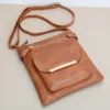 Vegan Leather Zipper & Flap Pocket Sling Bag 3