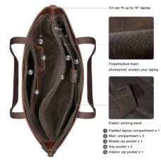 Buffalo Leather Tote Shoulder Handbag for Women with Crossbody Strap 2