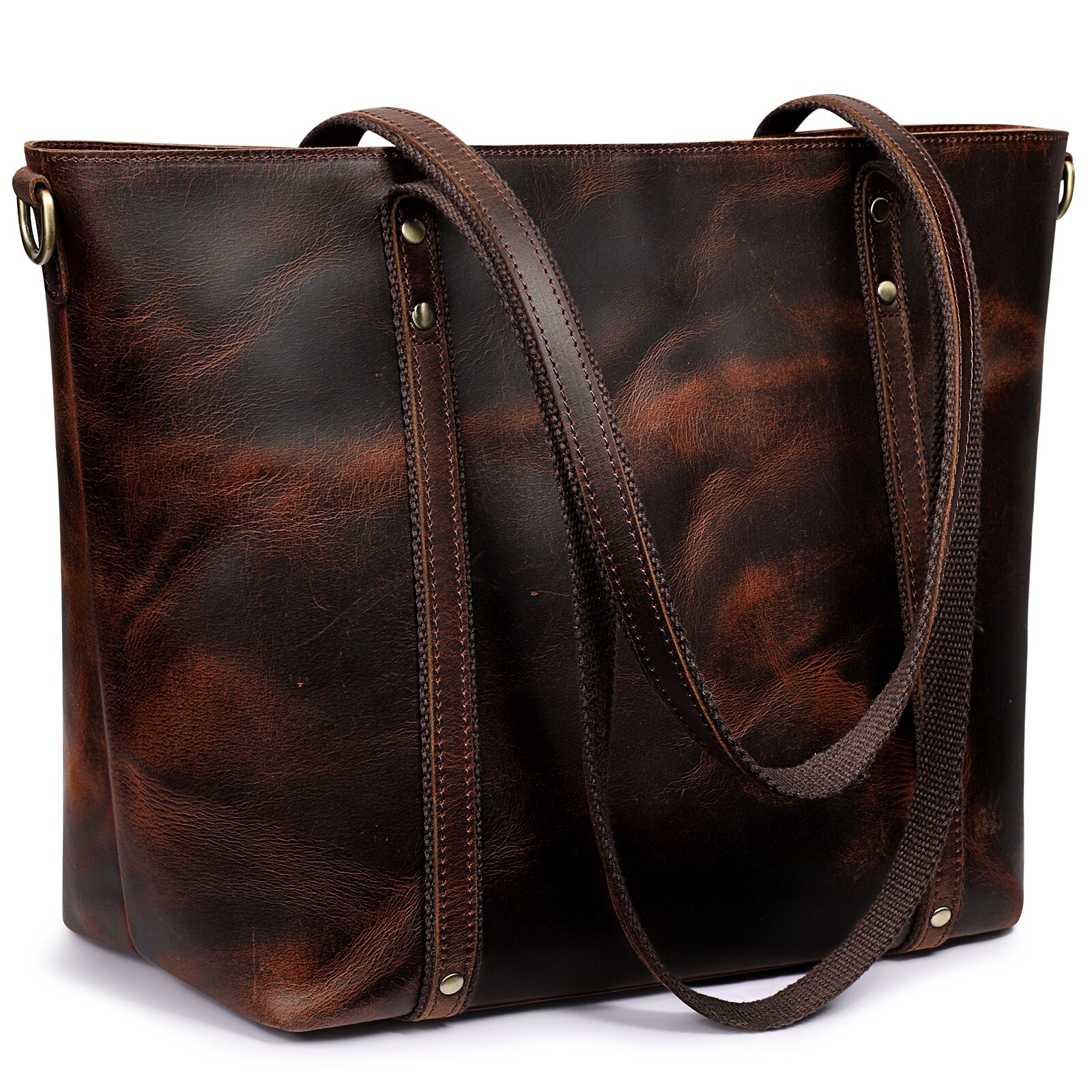 Buffalo Leather Tote Shoulder Handbag for Women with Crossbody Strap 1