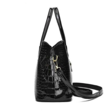 Vegan Leather Glossy Gator Skin Embossed Tote 4