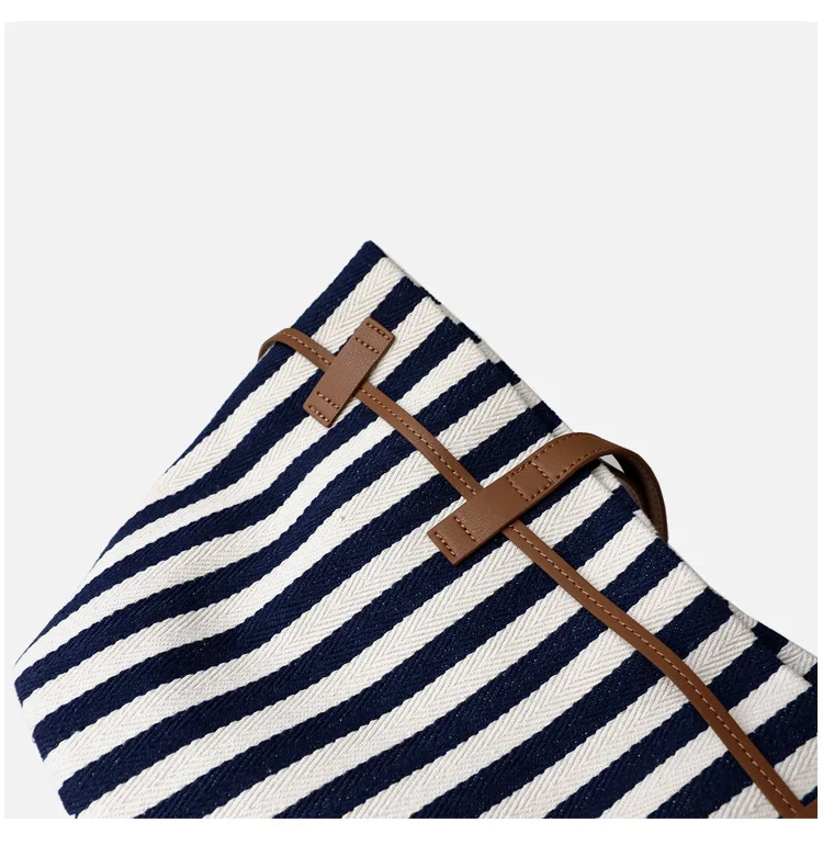 Canvas Large Capacity Striped Tote 3