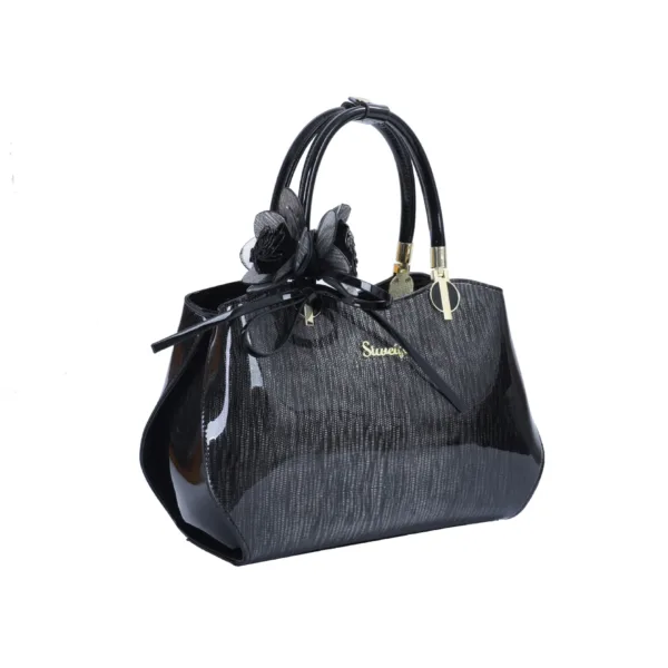 Genuine Leather Flower Charm Top Handle Bag 6