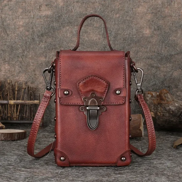 Genuine Leather Vintage Buckle Flap Bag 9