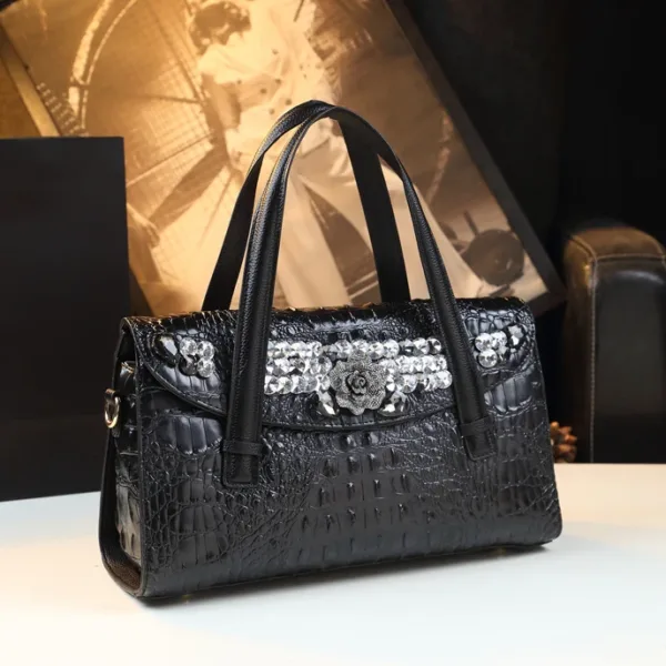 Genuine Leather Glamorous Gemstone Flap Bag 2