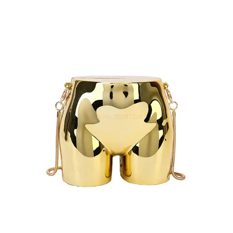 Gold & Silver Acrylic Butt-Shaped Evening Shoulder Bag 2