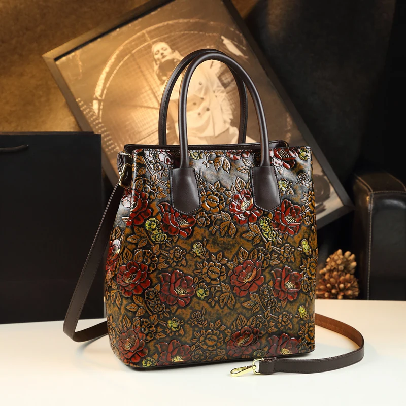Genuine Leather Blooming Chic Tote 3