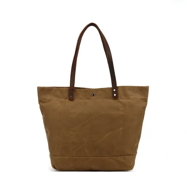 Full Grain Leather & Waxed Canvas Rustic Tote 4