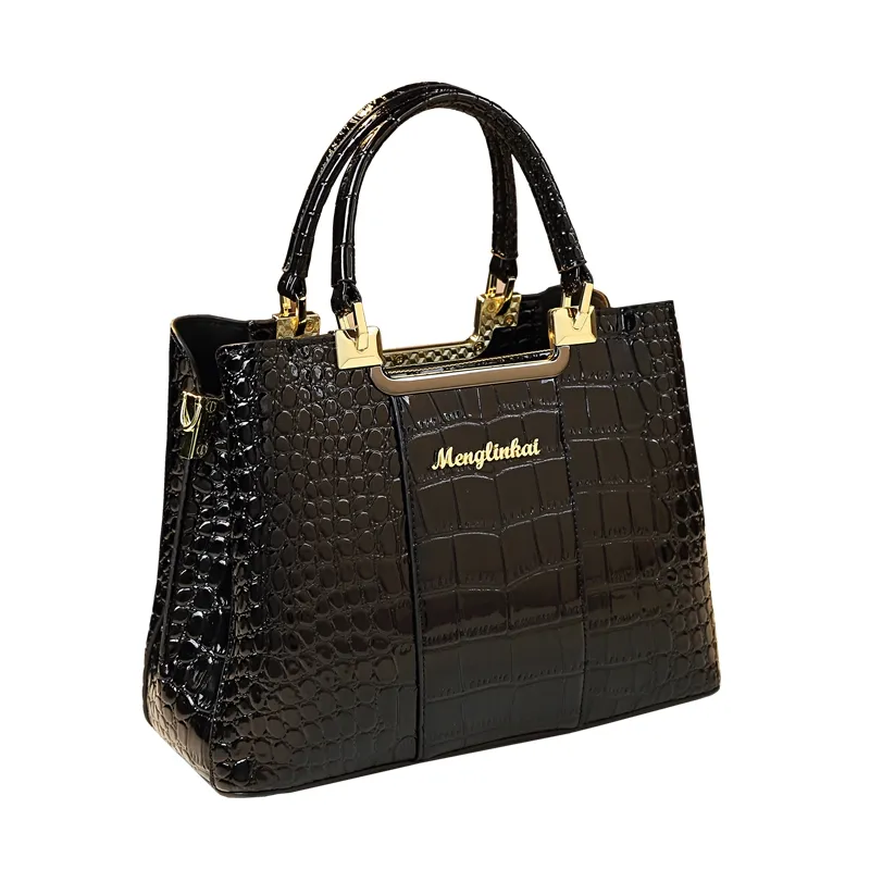 Genuine Leather Alligator Skin Quilted Tote 4