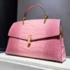 Genuine Leather Vibrant Croc Carryall Flap Bag 2