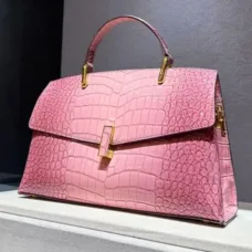 Genuine Leather Vibrant Croc Carryall Flap Bag 2