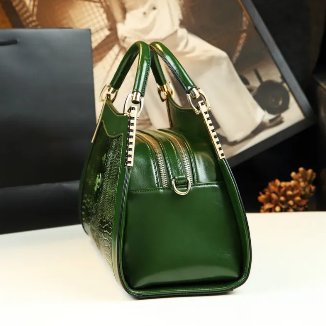 Genuine Leather Crocodile Envy Top Handle Bag | KoKo Royale