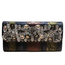 Genuine Leather Crystal Gala Clutch 5