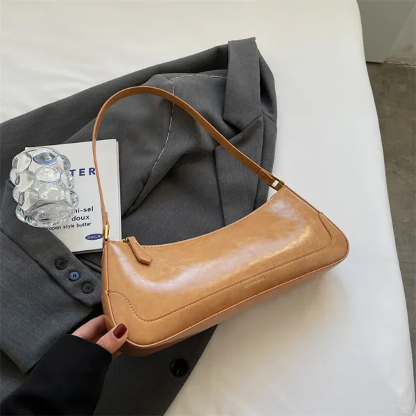 Vegan Leather Gloss Curve Baguette Bag 10