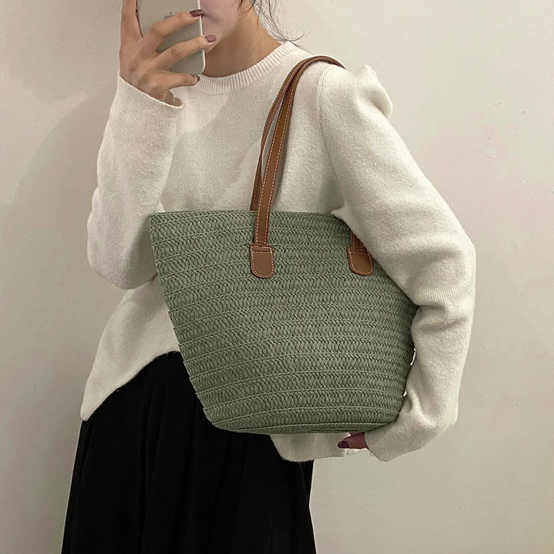 Woven Straw Detail Tote 4