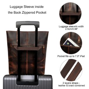 Genuine Leather Medium Tote Bag with Front Pocket 4