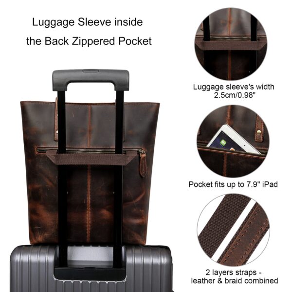 Genuine Leather Medium Tote Bag with Front Pocket 4