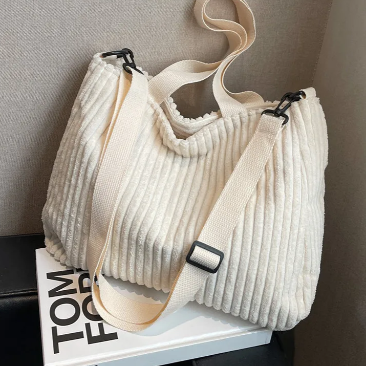 Corduroy Pleated Tote 1