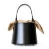 Genuine Leather Cylindra Drawstring Bucket Bag 4